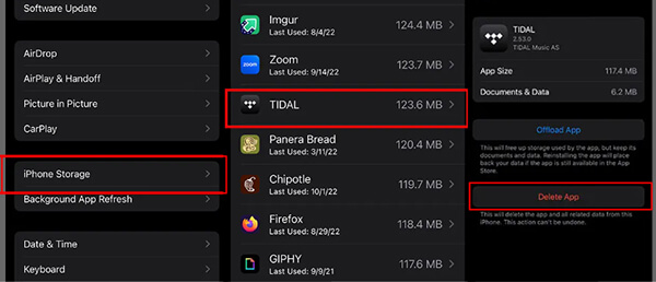 清除iPhone 上Tidal 的快取