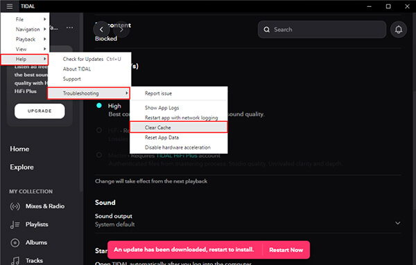 清除Windows 電腦中的Tidal 檔案和數據