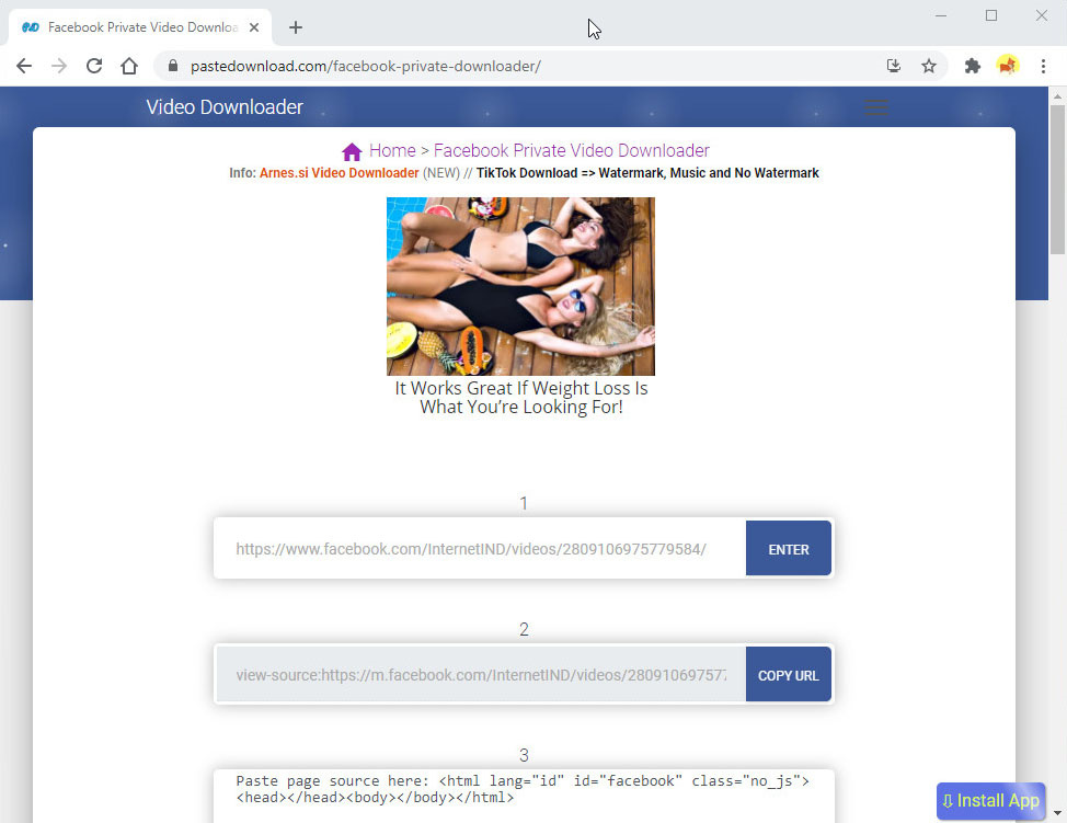 Pastedownload Facebook 私人影片下載器