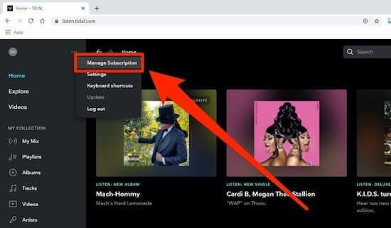 在Tidal 網頁播放器上取消Tidal 訂閱